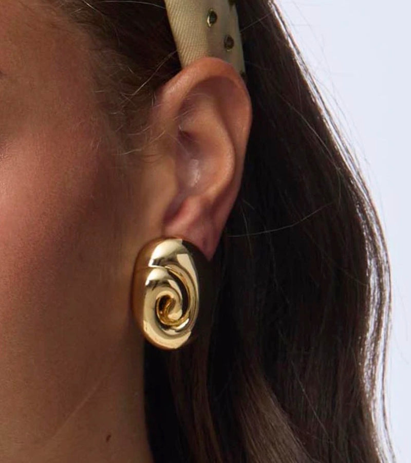 Lele Sadoughi 14K Gold Spiral Dome Clip-On Earrings