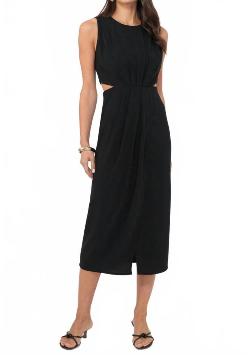 Greylin Enis Side Cut Out Midi Dress - Black