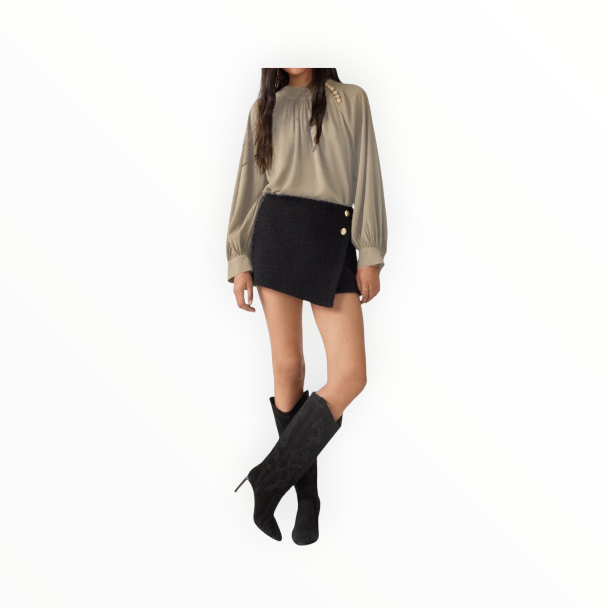 ba&sh Neil Long Sleeve Blouse - Khaki