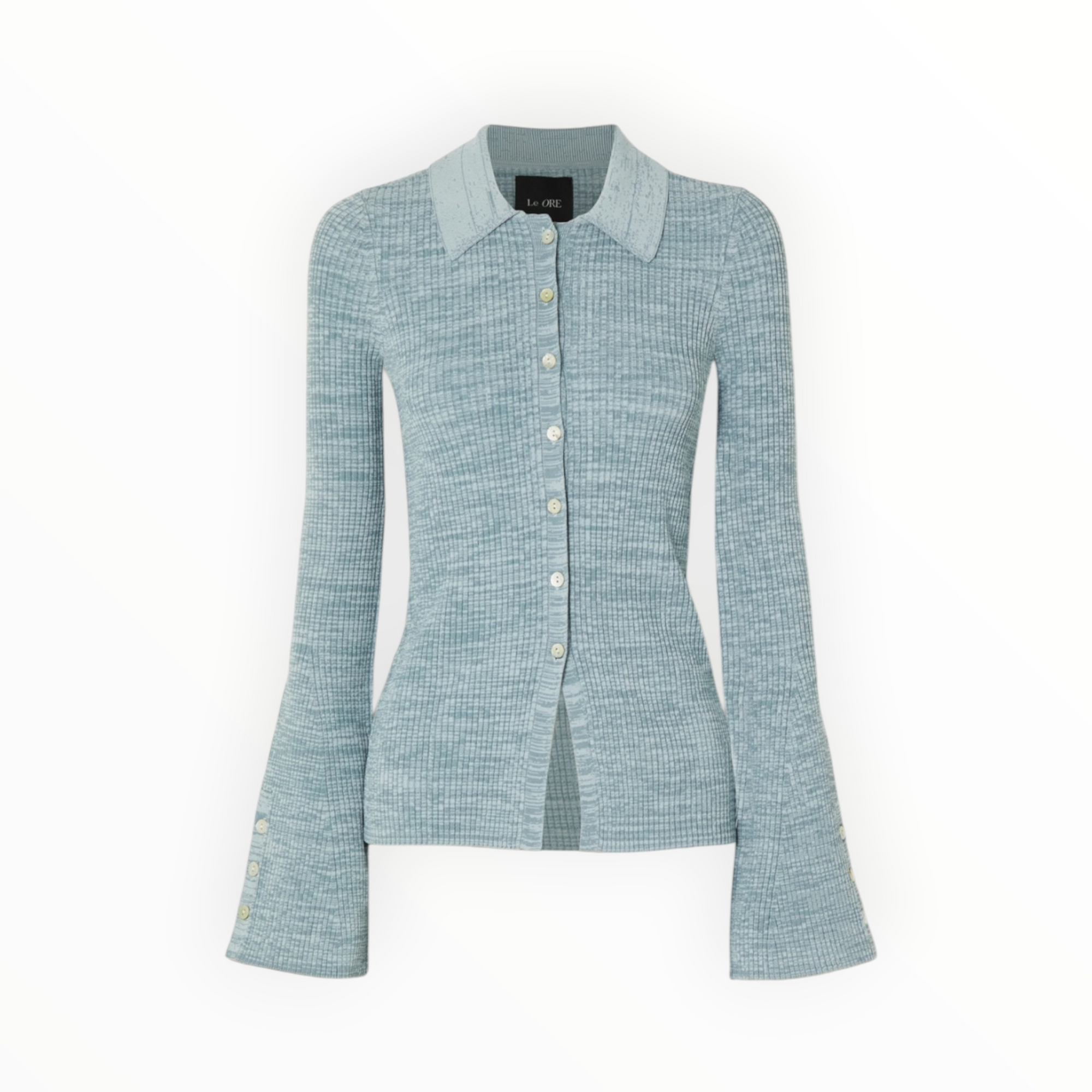 Le Ore Rimini Space-Dyed Recycled Ribbed-Knit Cardigan