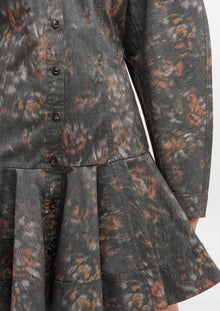 GANNI Black Floral Shirt Dress - Phantom