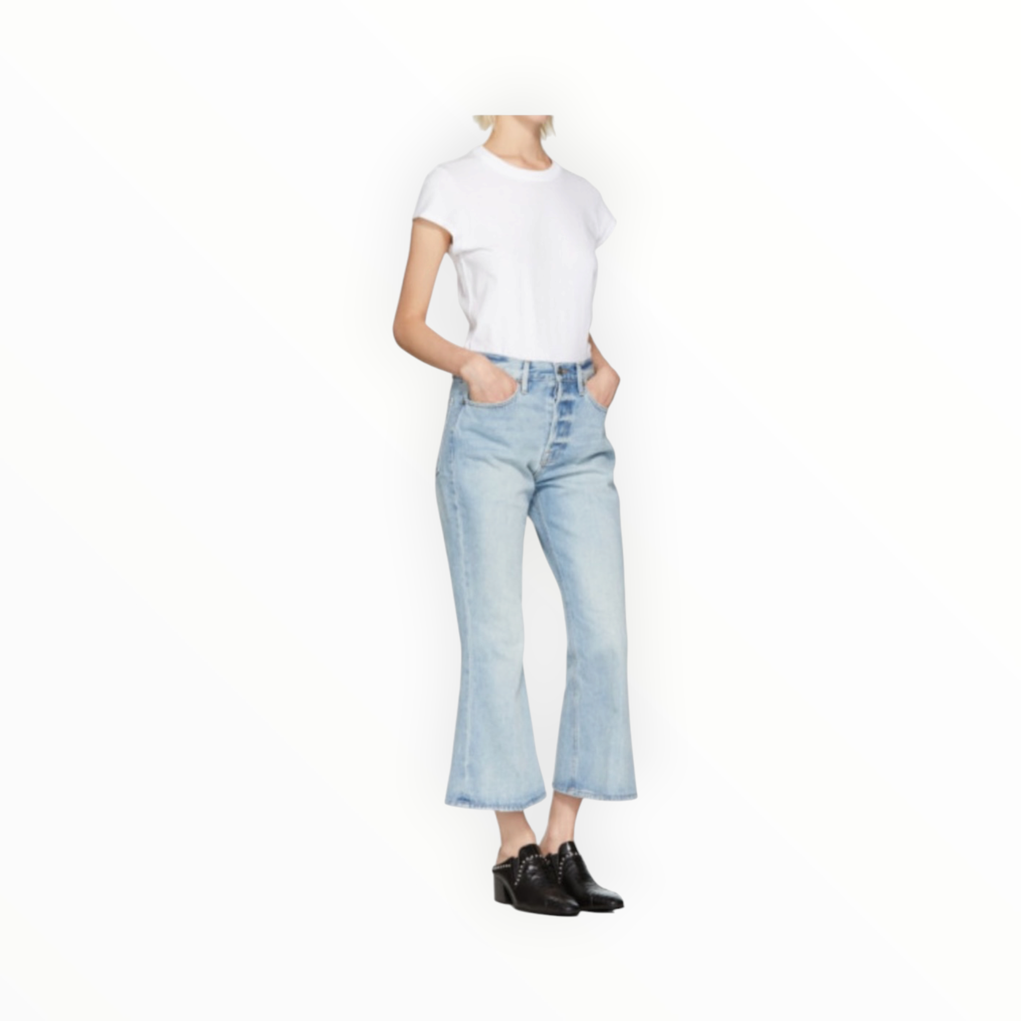 Frame Blue Rigid Re-Release Le Crop Flare Jeans