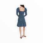 Ganni Stretch Seersucker Gathered Mini Dress - Mini Check Granada Sky