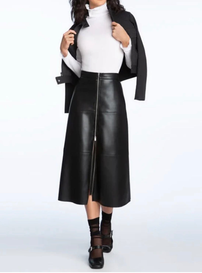 Elliott Lauren Faux Leather Skirt With Zipper - Black