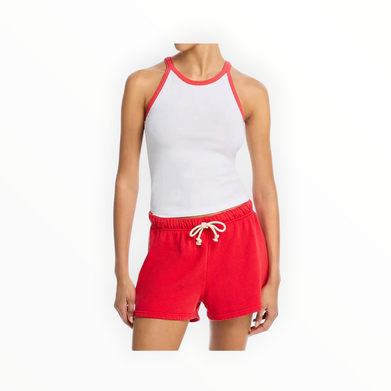 perfectwhitetee Shae Athletic Color Block Tank - White/Poppy