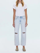 Pistola Lexi Mid Rise Bowed Straight Jean - Solstice Distressed