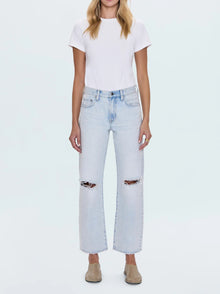 Pistola Lexi Mid Rise Bowed Straight Jean - Solstice Distressed