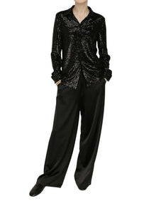 Amanda Maria Sequin Button Down - Black