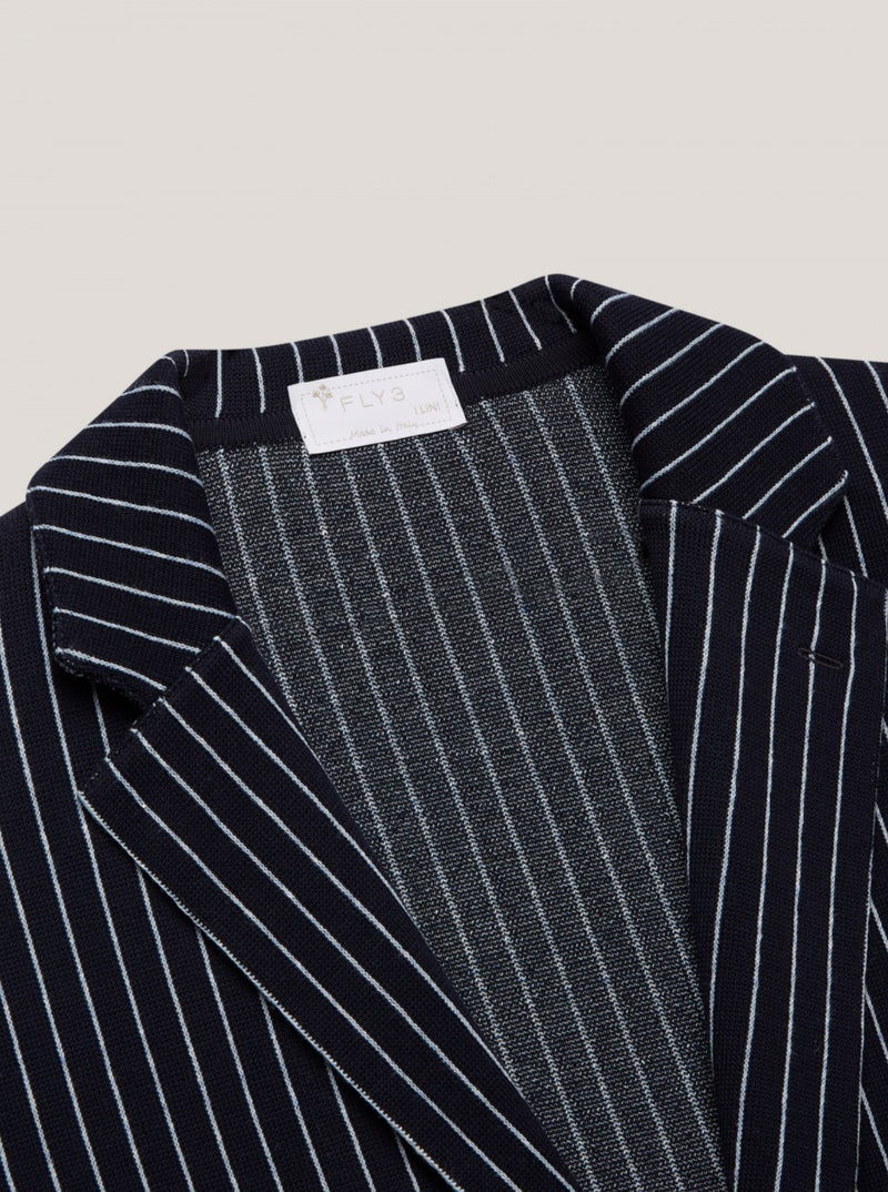 FLY3 Pinstripe Linen And Cotton Blazer - Navy/White Pinstripe