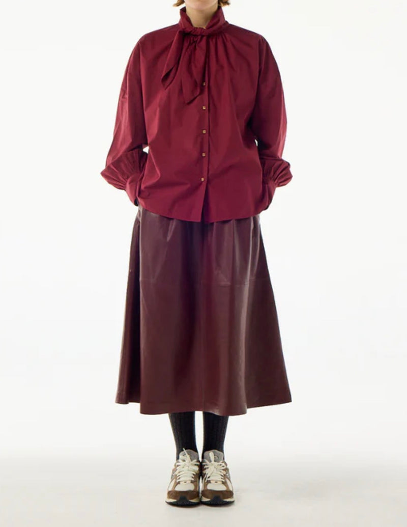 Bellepiece Claude Leather Skirt - Burgundy