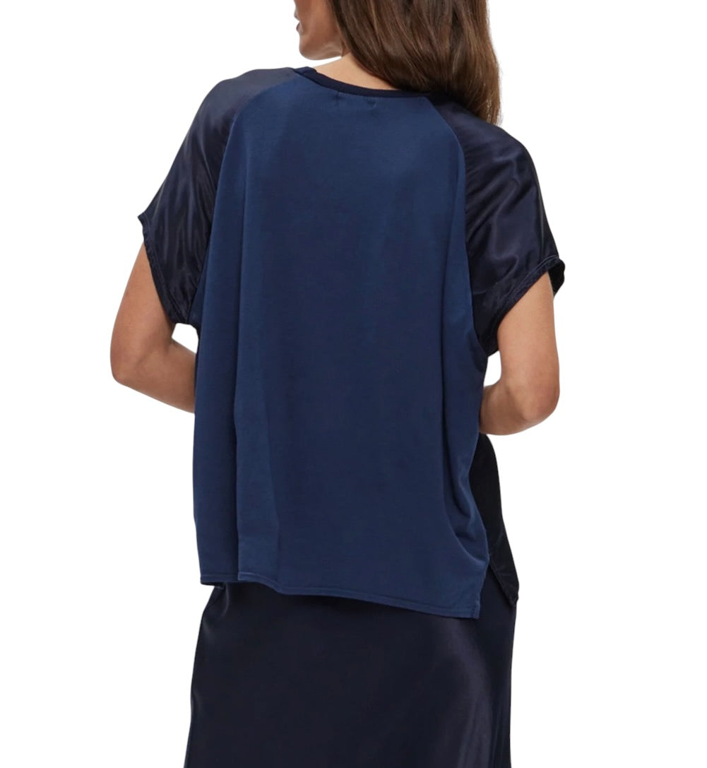 Michael Stars Flow Satin Tee - Nocturnal