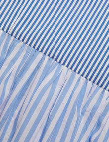 Naadam Striped Cotton Poplin A-Line Midi Dress - Blue Combo