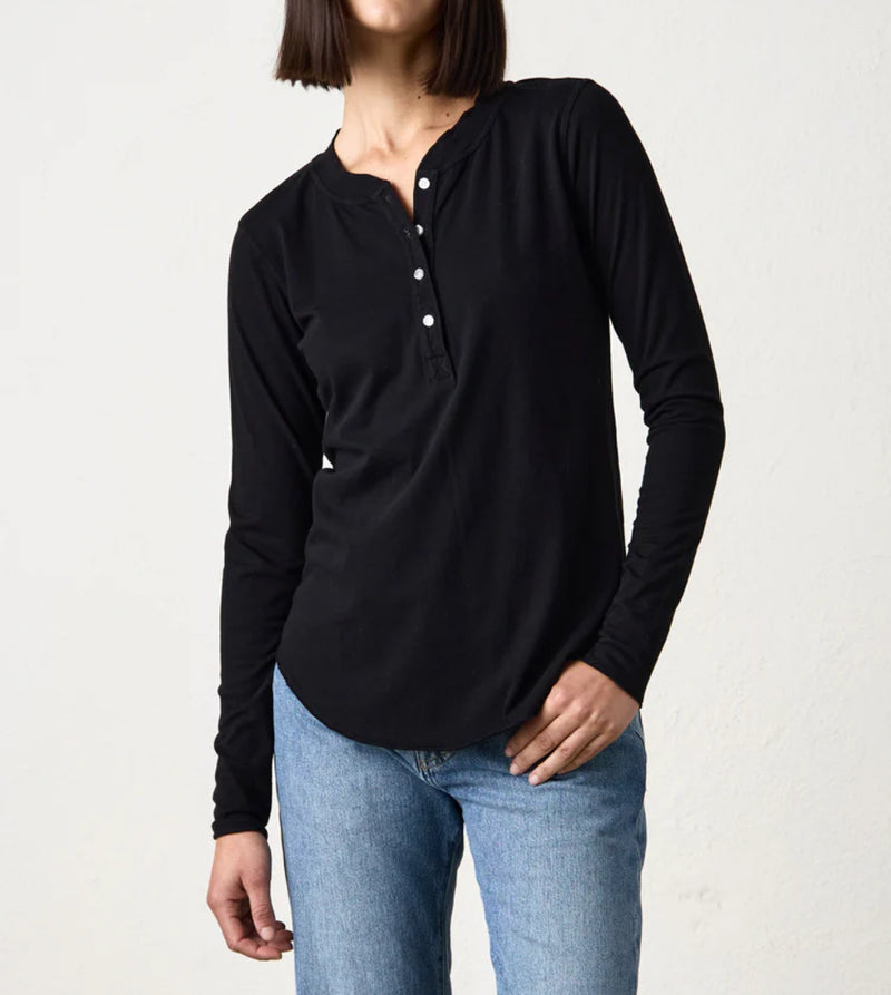 NSF Hal Fine Jersey Henley - Black