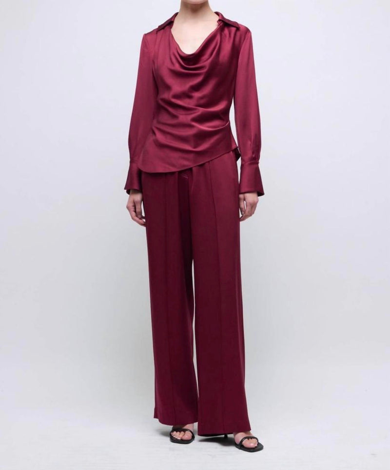 SIMKHAI Symone Satin Top - Cranberry