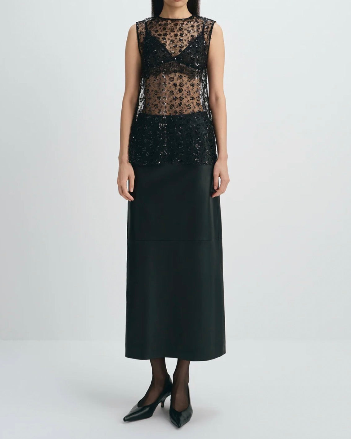 Rue Sophie Rue Sophie Ananya Sequinced Mesh Top - Black