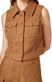 endless rose Tweed Short Sleeveless Jacket - Camel