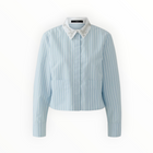Oui Blue/White Stripe Shirt With Jewelled Collar