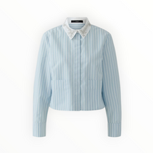 Oui Blue/White Stripe Shirt With Jewelled Collar