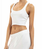 ÉTERNE Cropped Rib Racerback Tank - Ivory