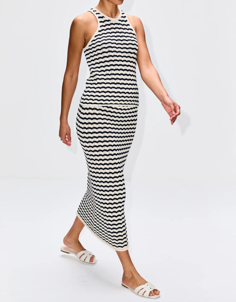 A.L.C. Alexis Striped Knit Skirt - Parchment/Navy