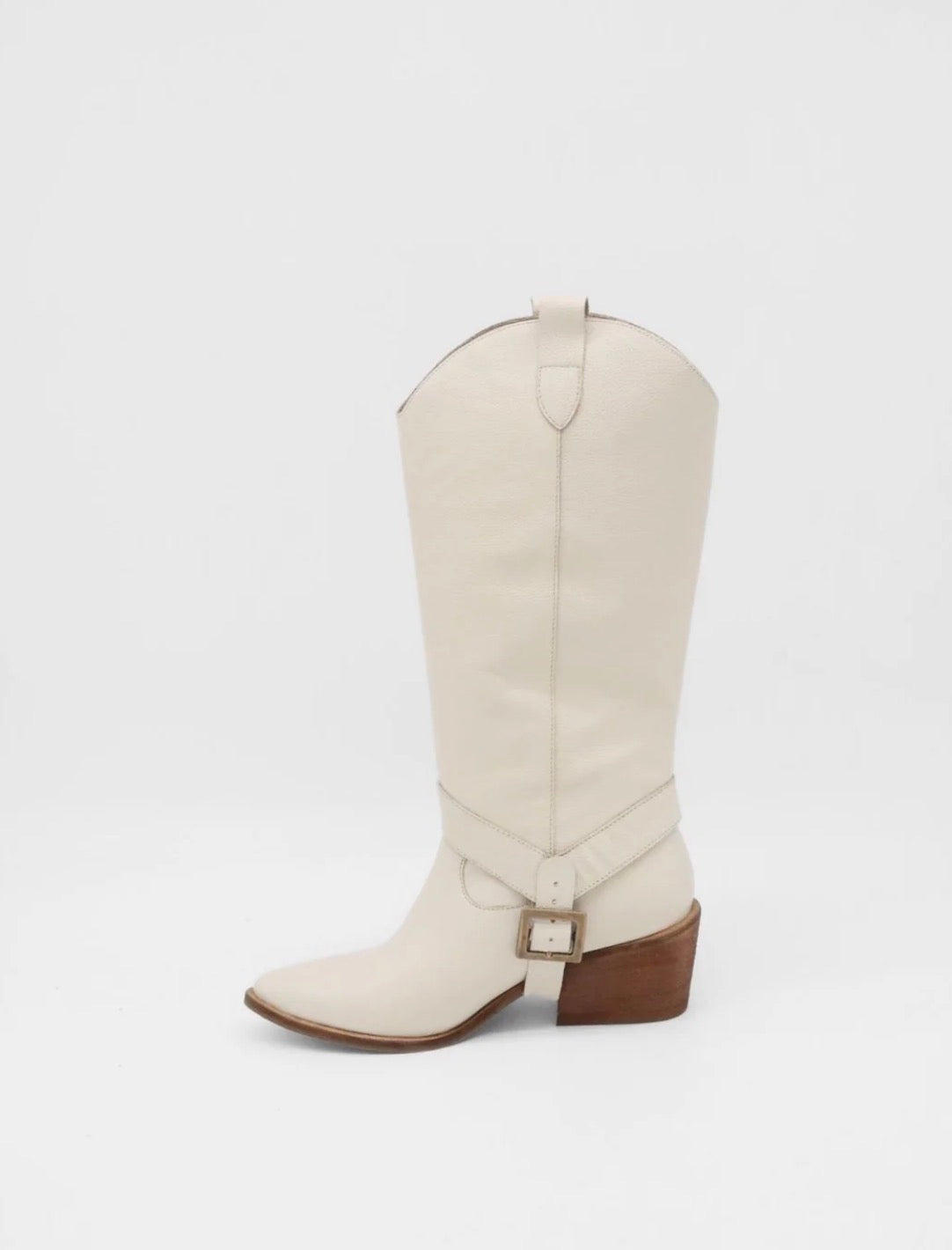 Stivali Penelope Western Cowboy Convertible Boots - Ivory Leather