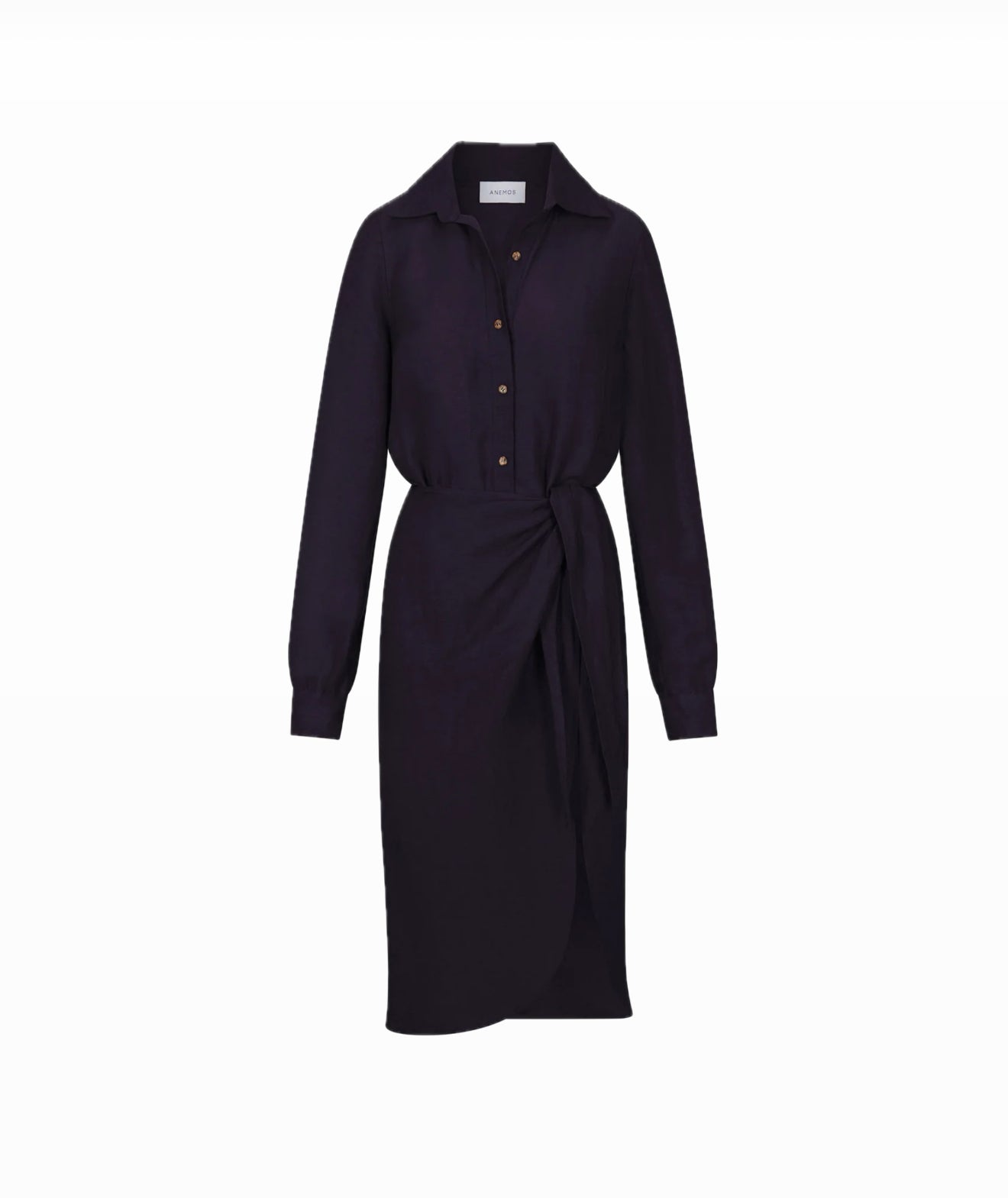 Anemos L.A. Button Down Asymmetrical Wrap Dress - Navy