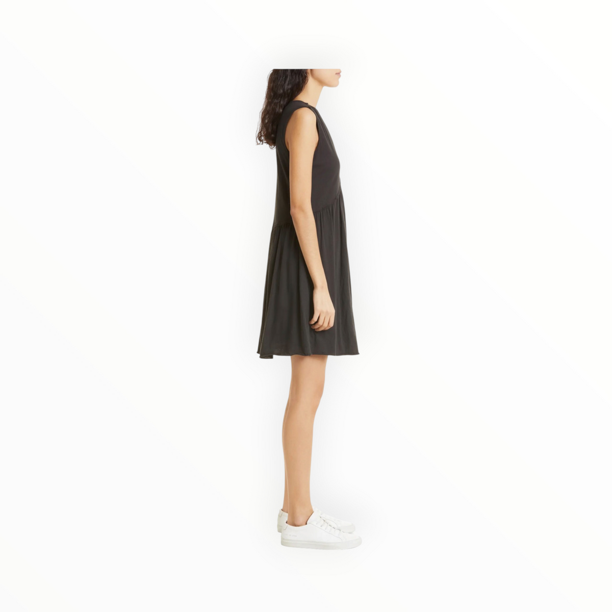 ATM Stripe V-Neck Sleeveless Minidress - Black
