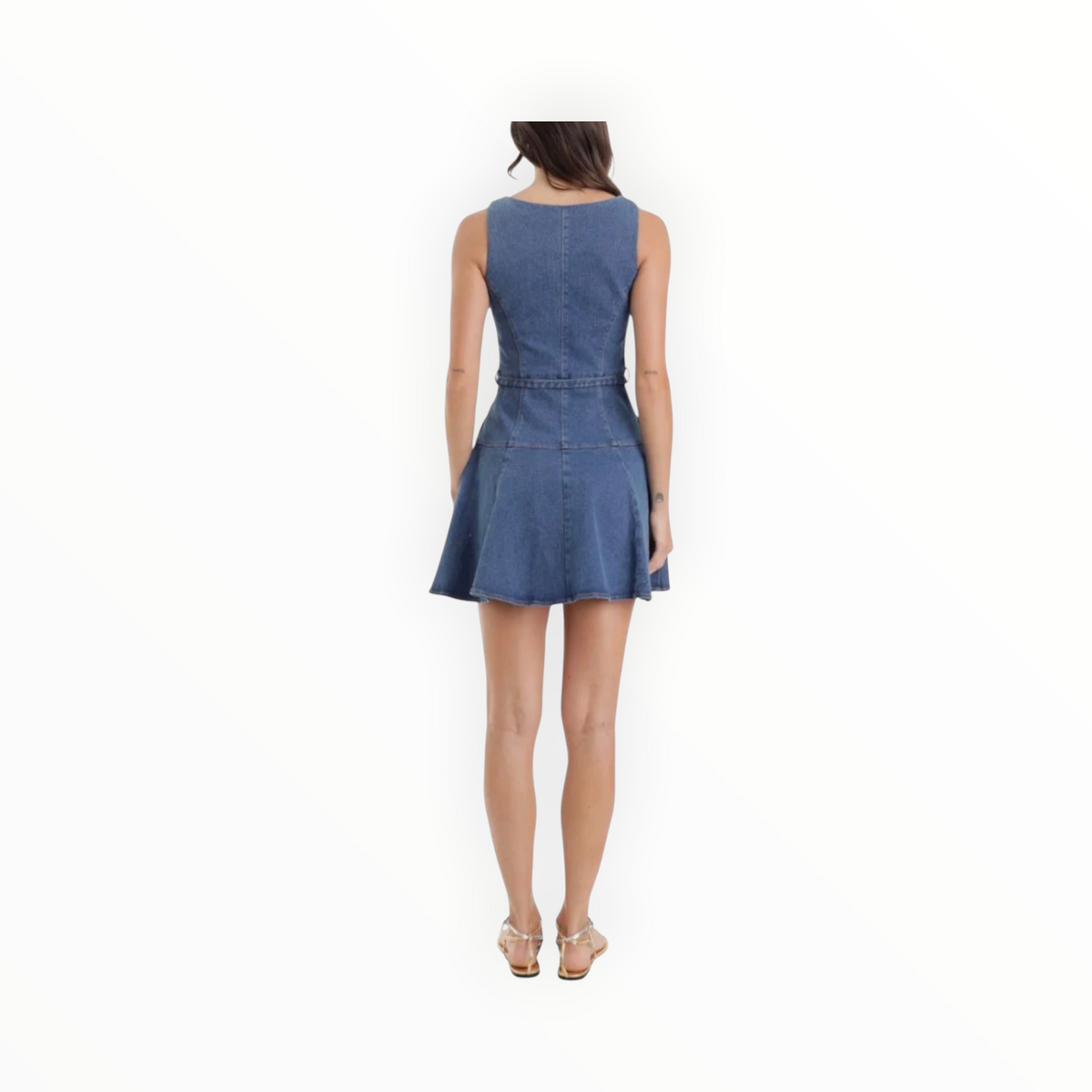 Karina Grimaldi Lola Belted Denim Mini Dress - Blue