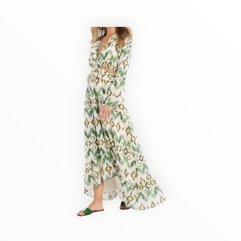Allison New York Green Ikat Print Everly Maxi Dress