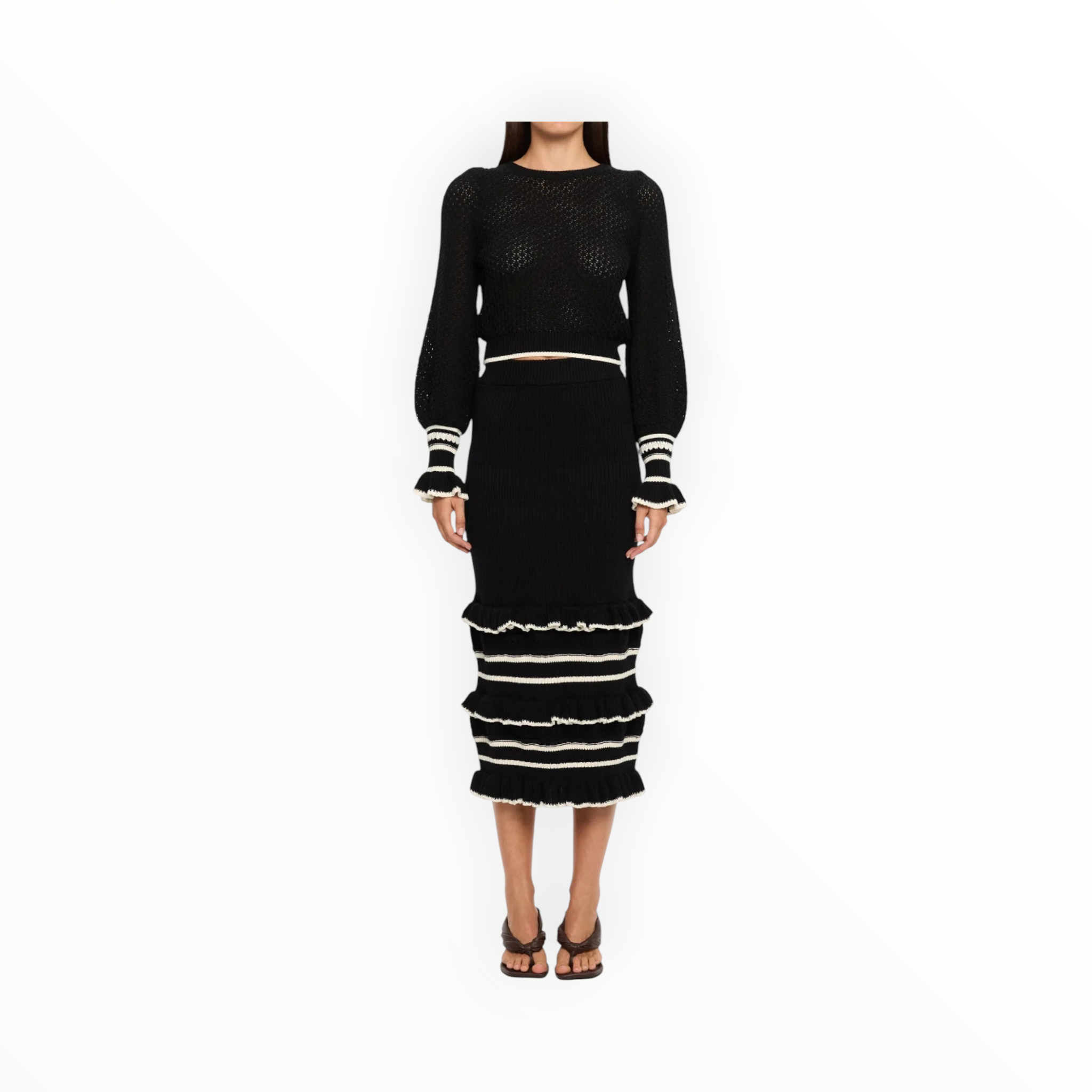 Kivari Rafaela Rafaela Knit Midi Skirt - Black/Cream