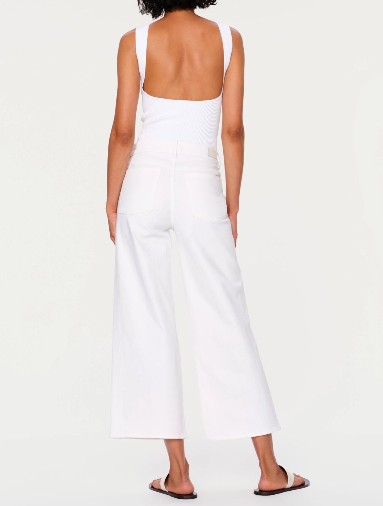 DL1961 Hepburn Wide Leg Mid Rise Ankle Jeans - White