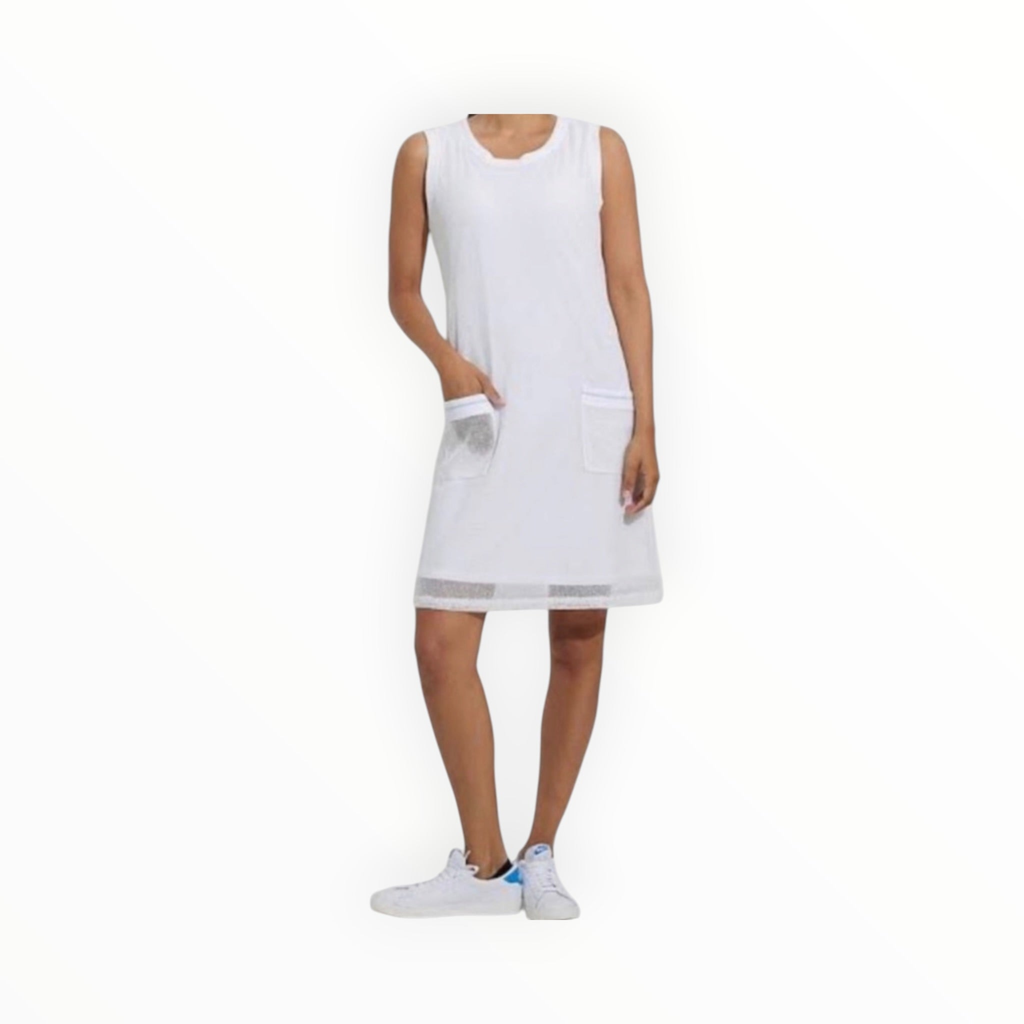 Joseph Ribkoff Mesh Overlay Dress - White
