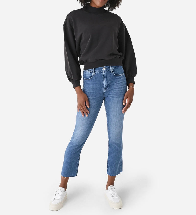 Frame Balloon Sleeve Mockneck Sweatshirt - Faded Noir
