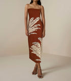 Hemant & Nandita Palm Strappy Midi Dress - Terracotta