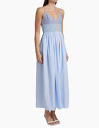 Naadam Striped Cotton Poplin A-Line Midi Dress - Blue Combo