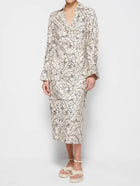Jonathan Simkhai Lee Multicolor Print Long Sleeve Midi Dress
