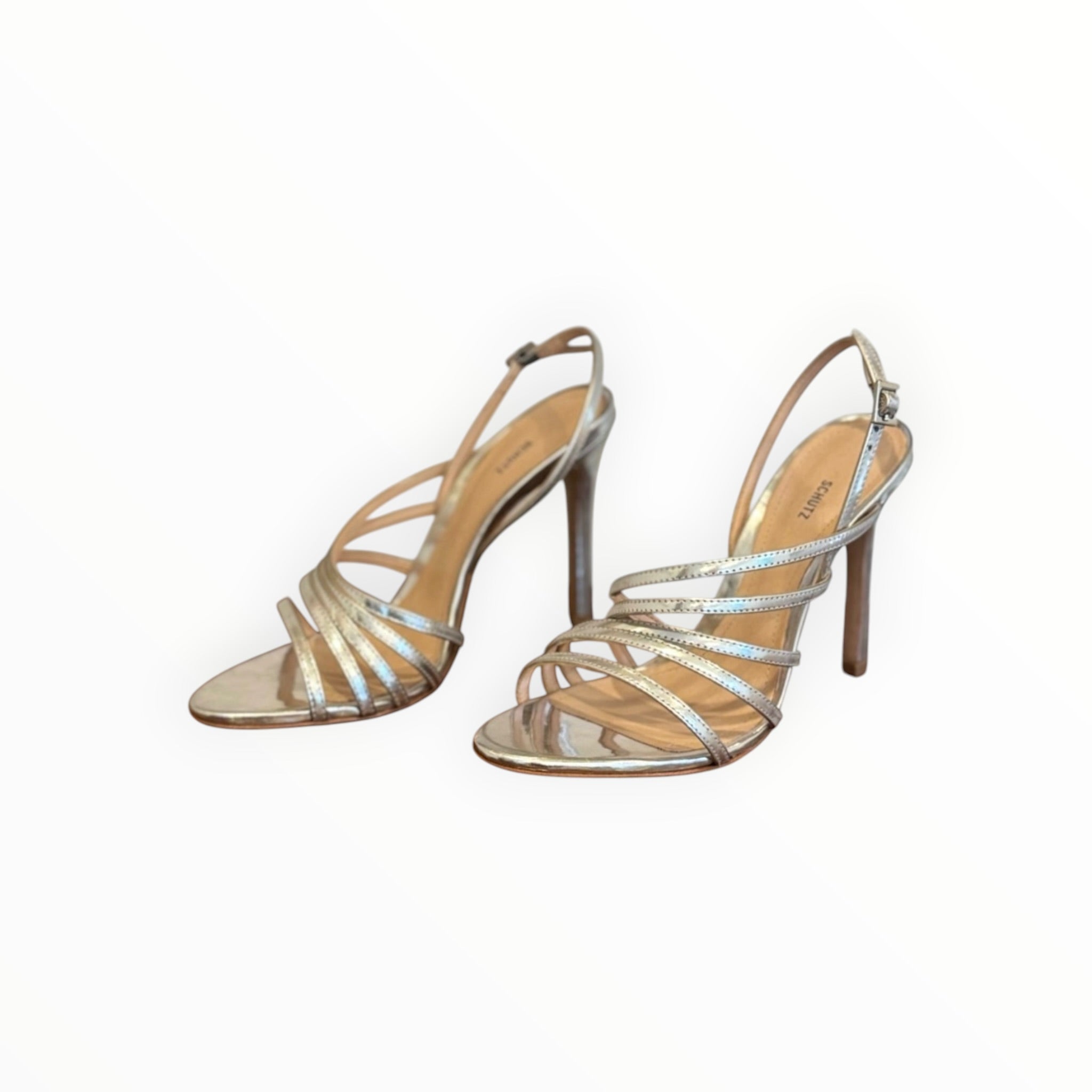 Schutz Talia Strappy Heels - Prata