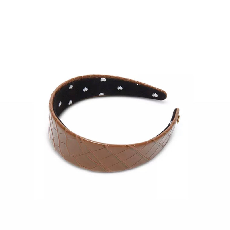 Lele Sadoughi Cher Croc Embossed Headband - Cedar Brown