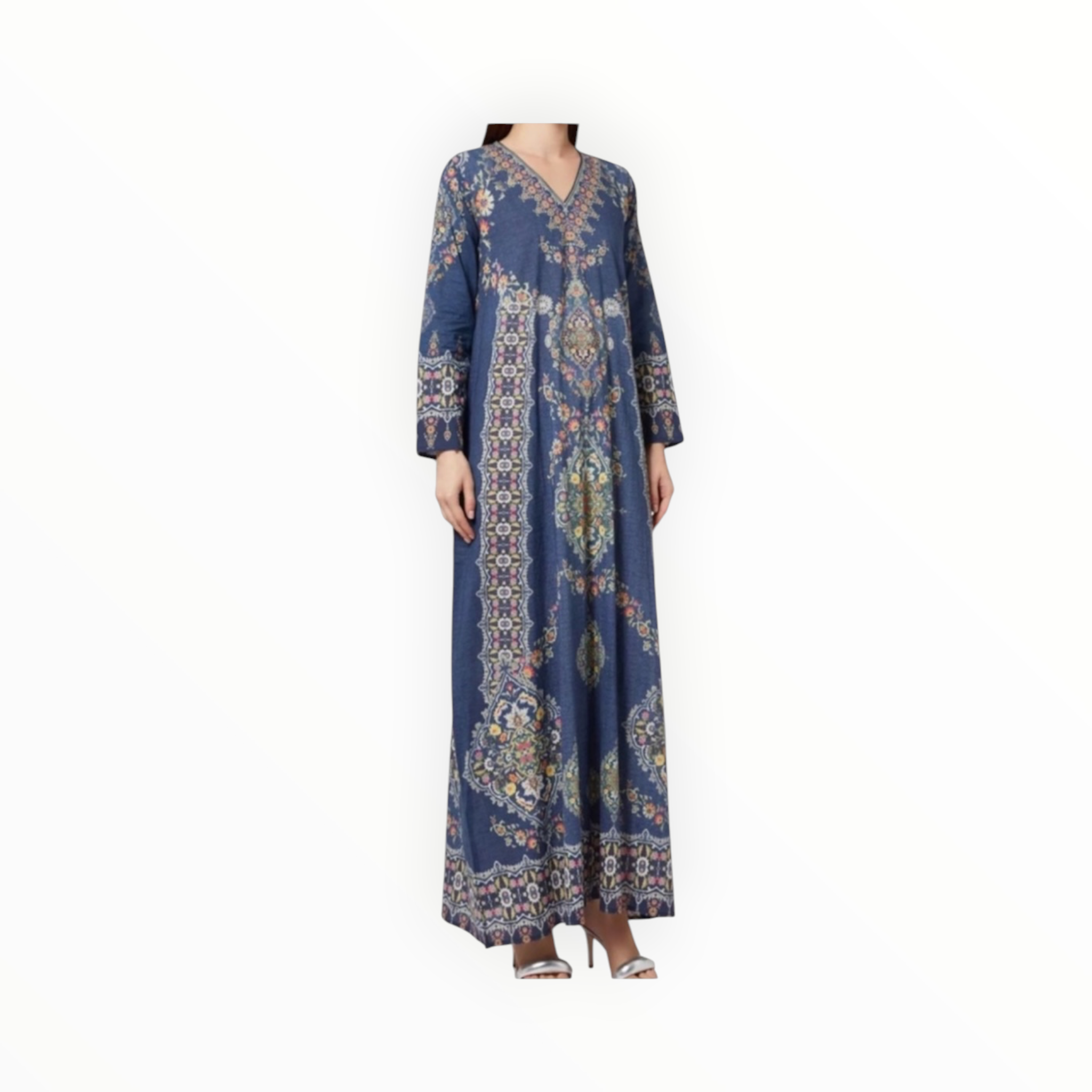 Rajdeep Ranawat Bahar Jalabiya Silk Dress - Ink Blue
