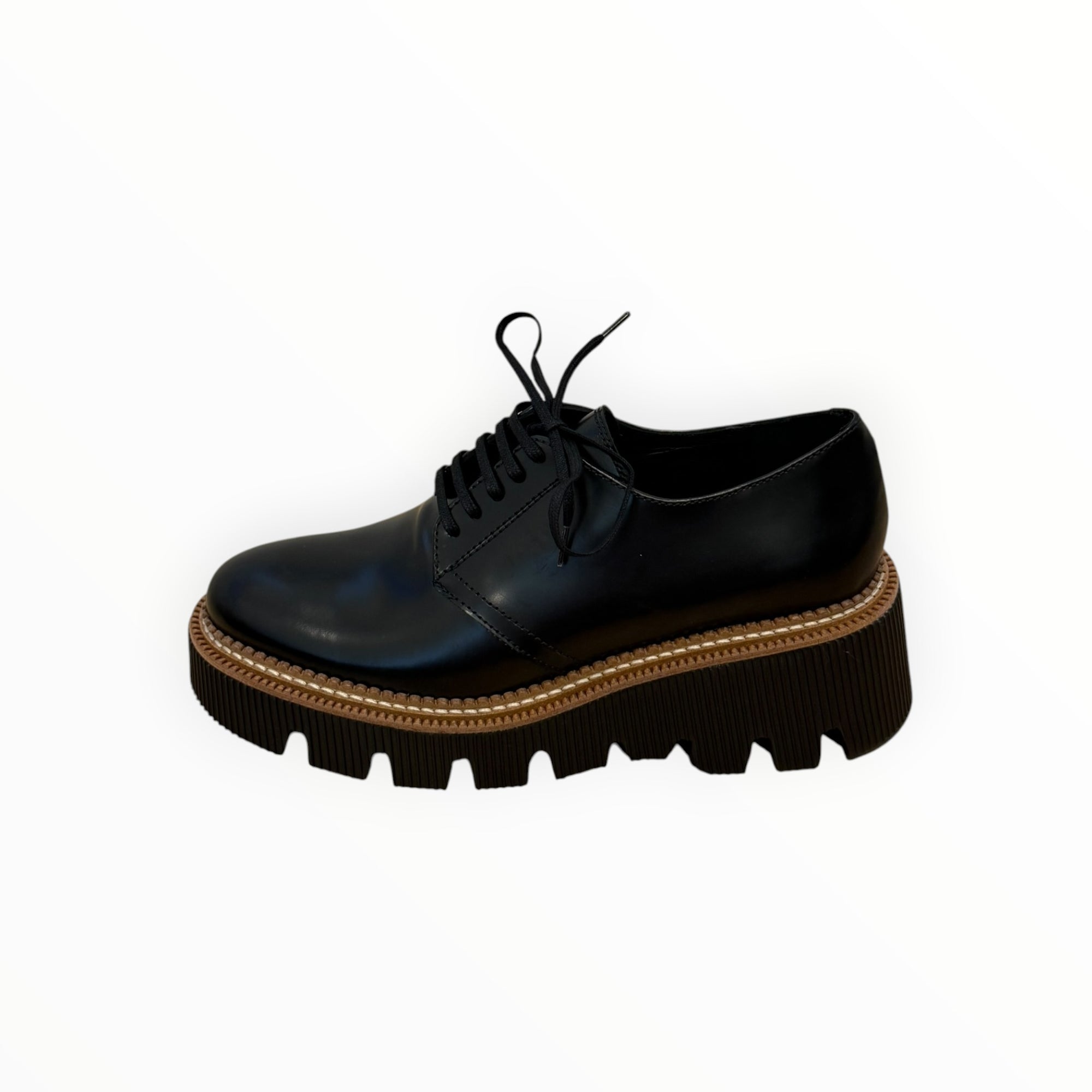 Frēda Salvador Bobbie Lug Sole Derby - Black Spazzolato