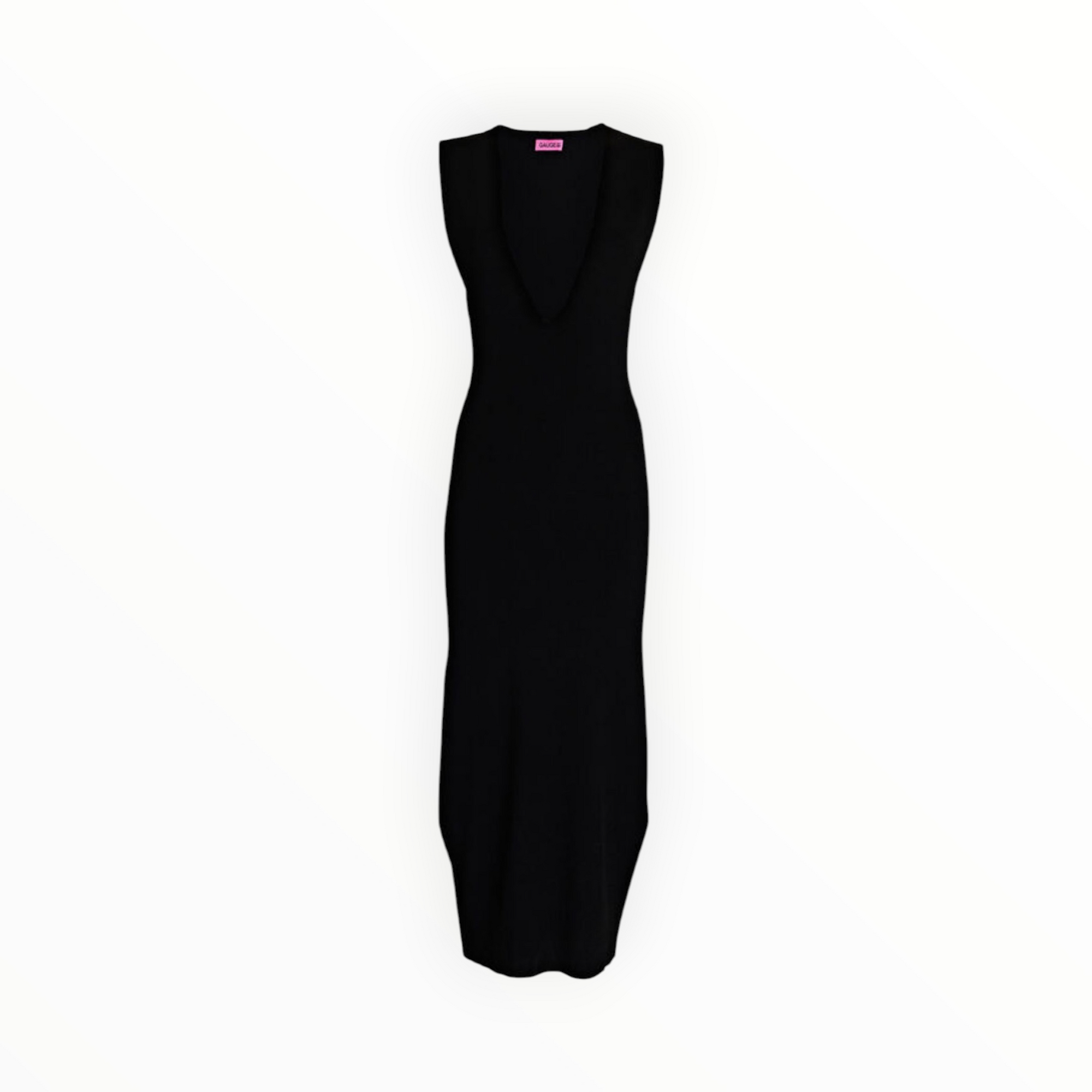 GAUGE81 Cesar V-Neck Rib Knit Midi Dress - Black
