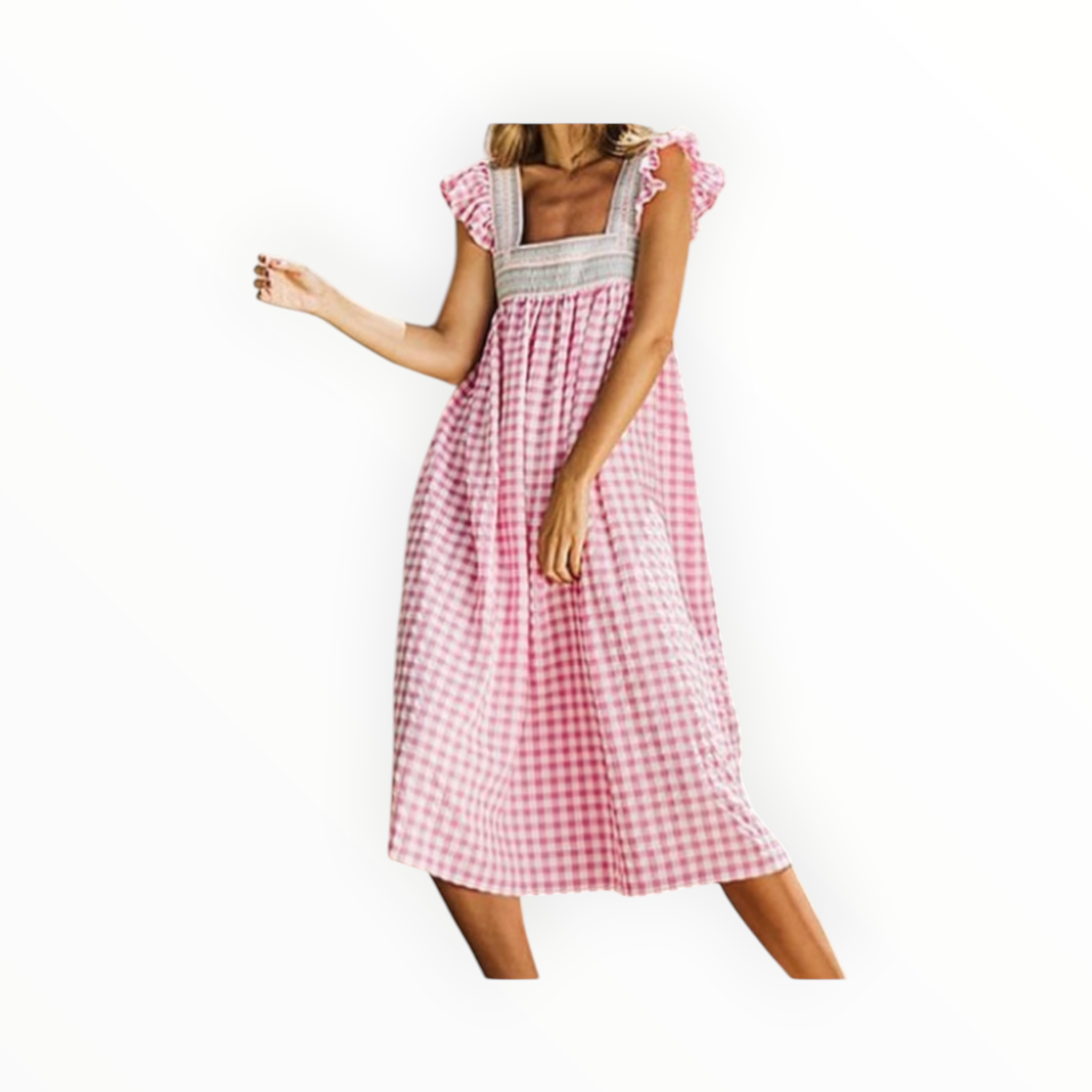 Nomadi Deluxe Gingham Dress - Pink