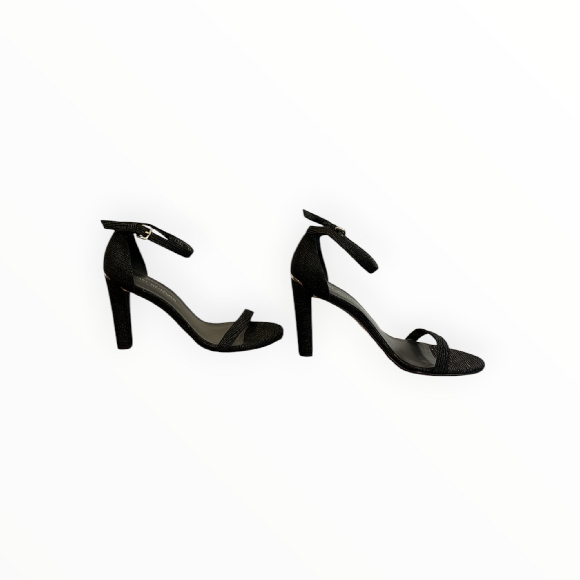 Stuart Weitzman Croc Embossed Walkaway Heel - Black
