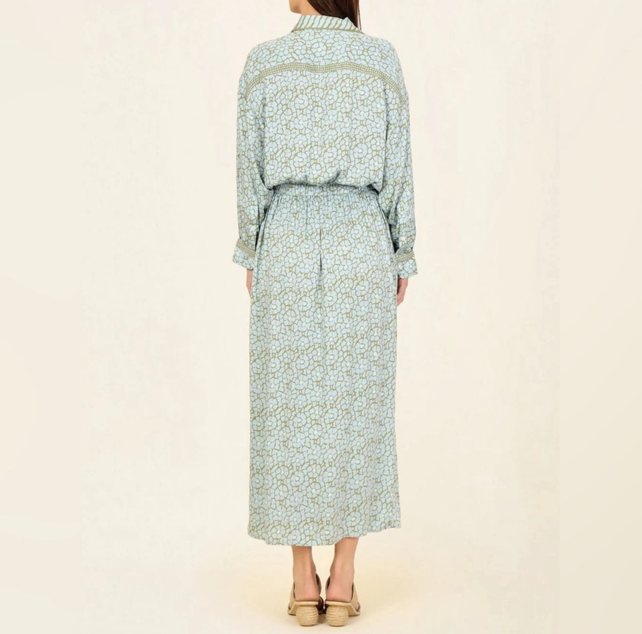 Omika Simone Long Sleeve Slit Maxi Shirt Dress - Olivia Surf