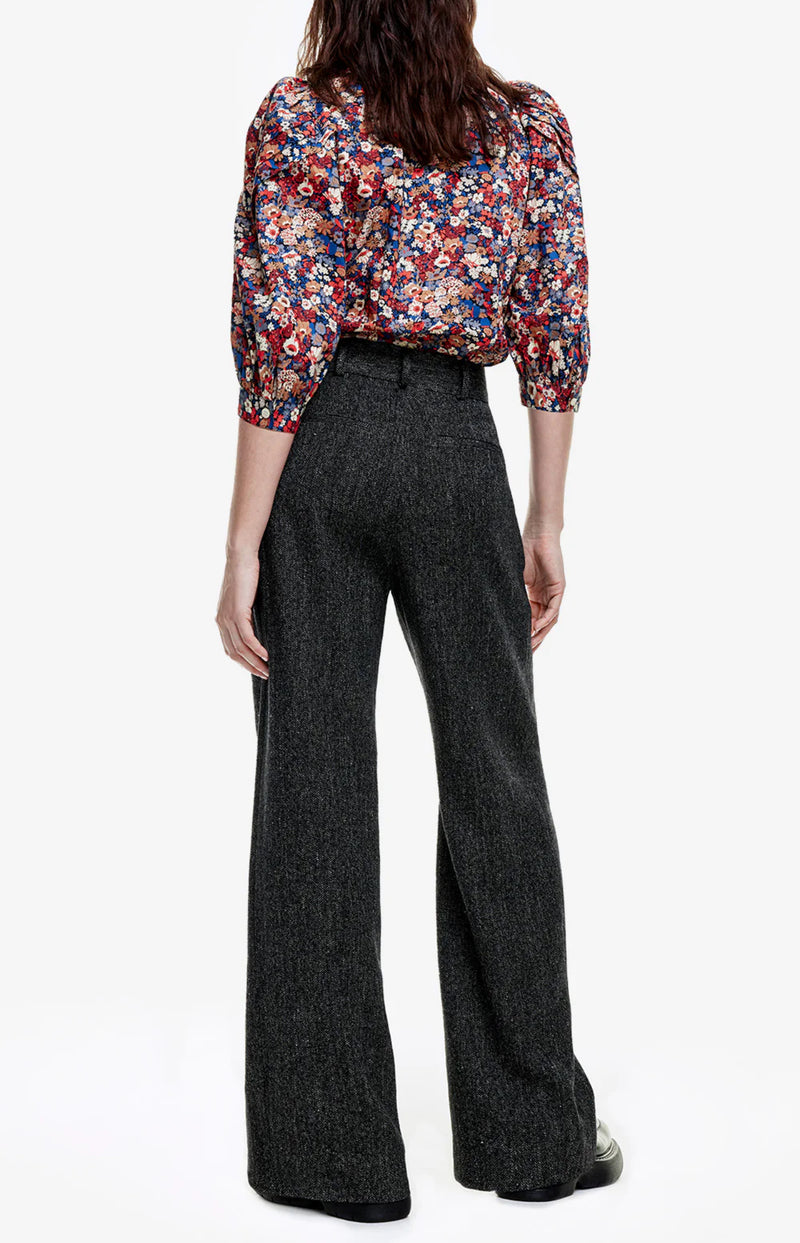 Smythe Pleated Trouser - Black Tweed