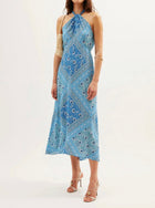 RIXO Caitlin Dress - Boho Scarf Blue