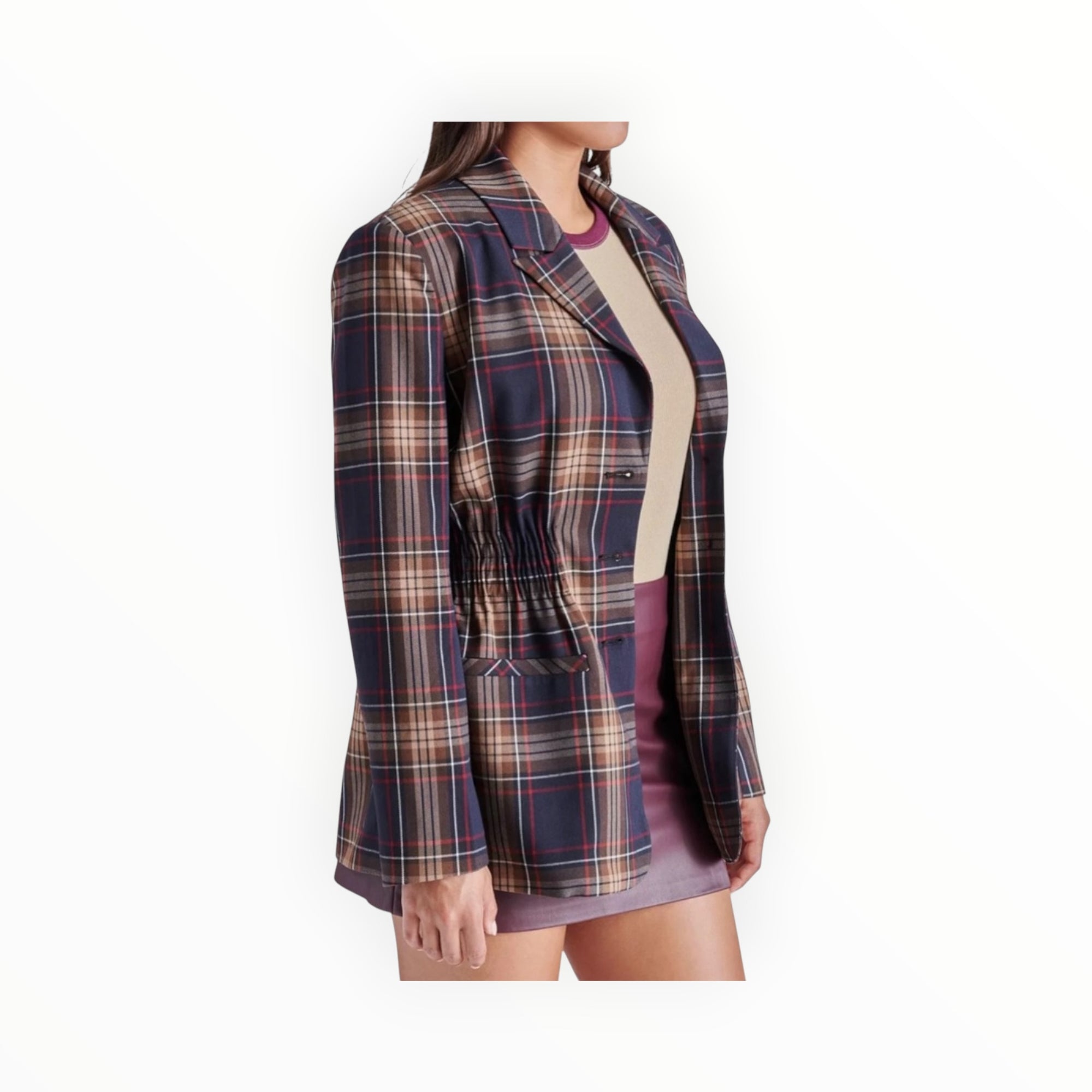 Steve Madden The Frida Blazer - Navy Plaid