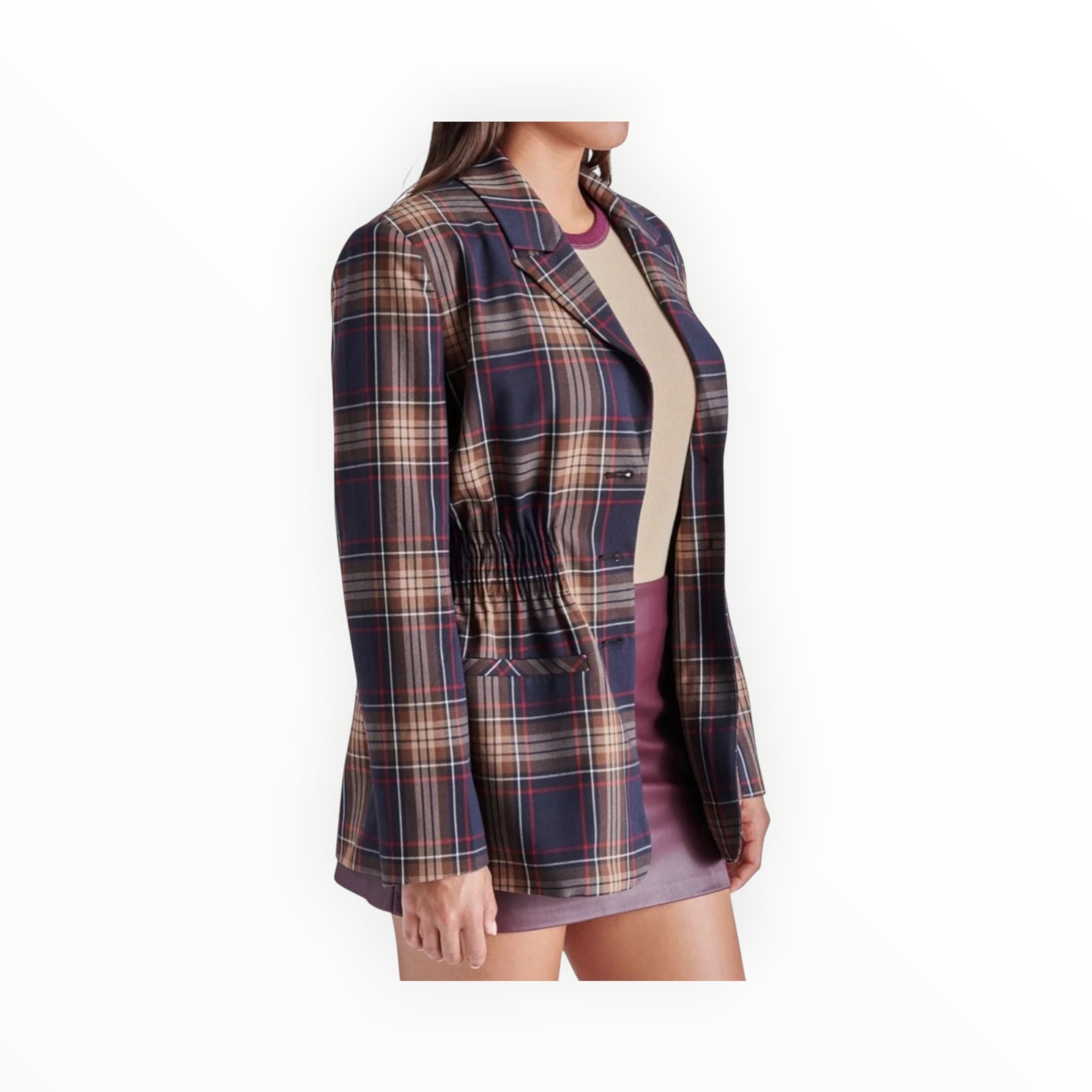 Steve Madden The Frida Blazer - Navy Plaid