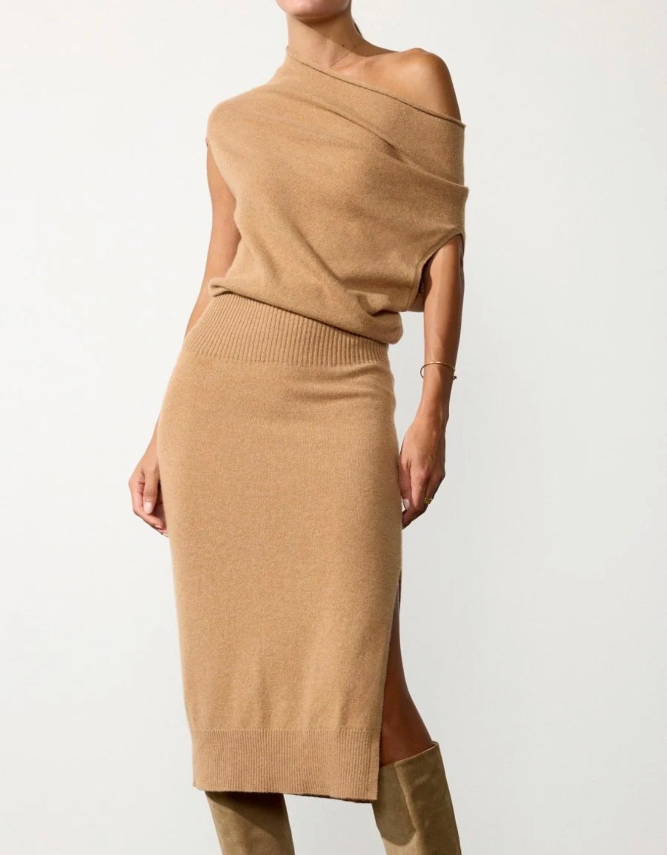 Brochu Walker The Lori Sleeveless Cashmere Dress - Camel Melange
