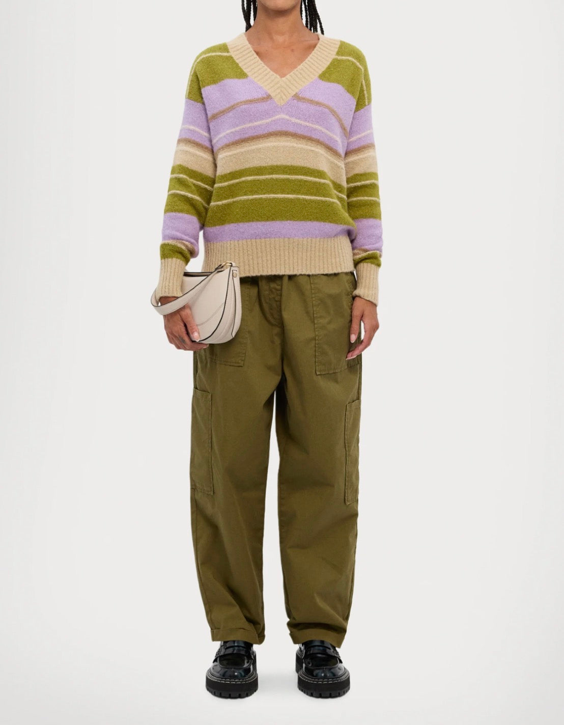 Weekend Max Mara Visita Pinstripe Jumper - Lilac Multi